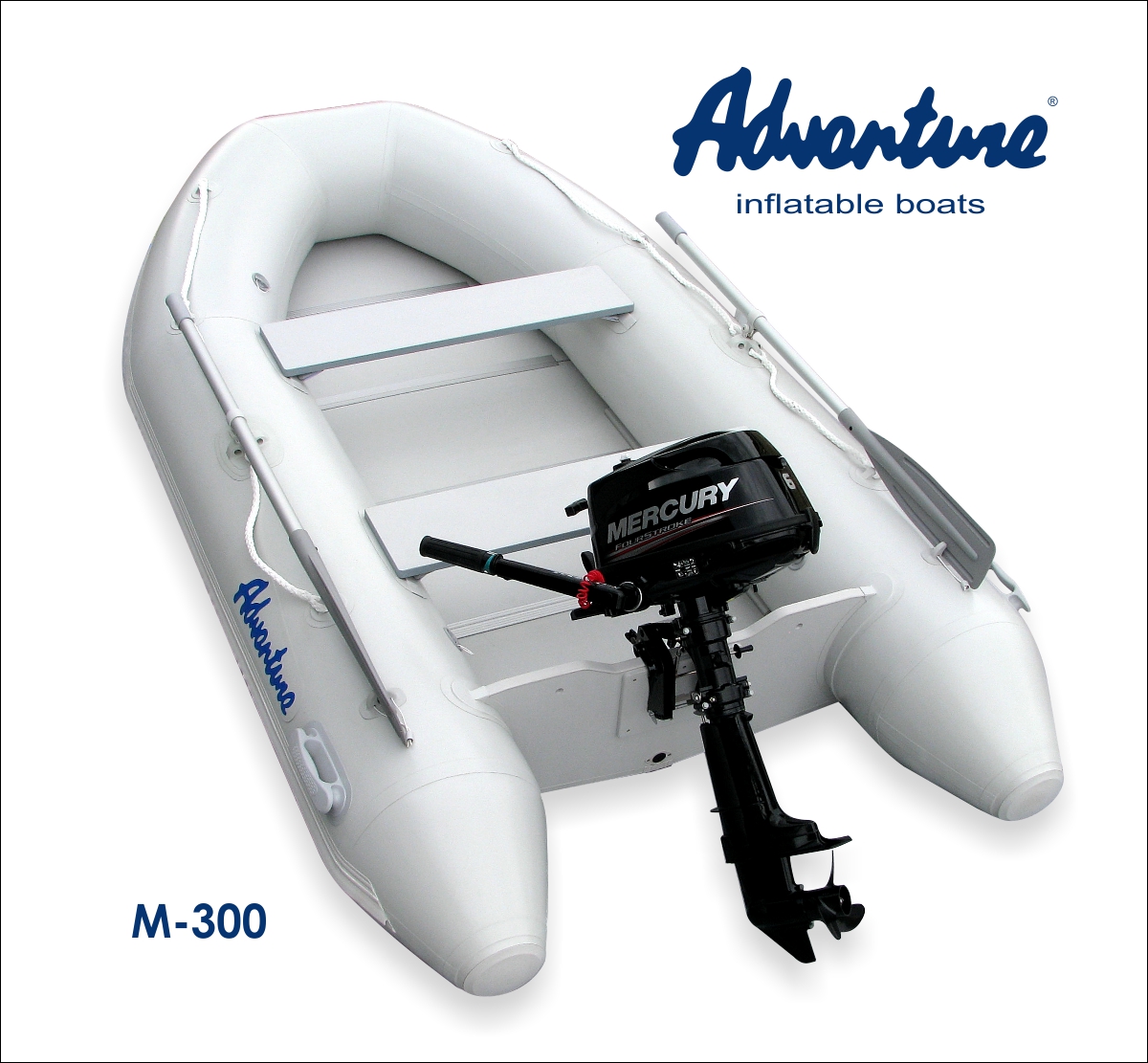 Výhodný komplet nafukovacího člunu Adventure M-300 s motorem Mercury F5 MH